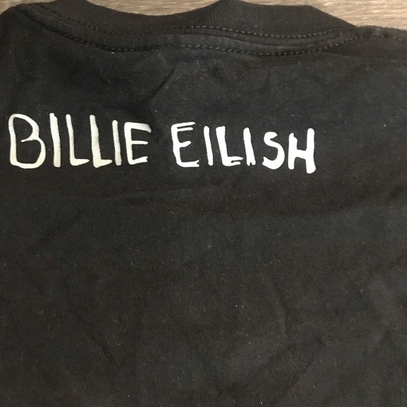Black Billie Eilish Graphic T-Shirt with White Print - Picture 4 of 5